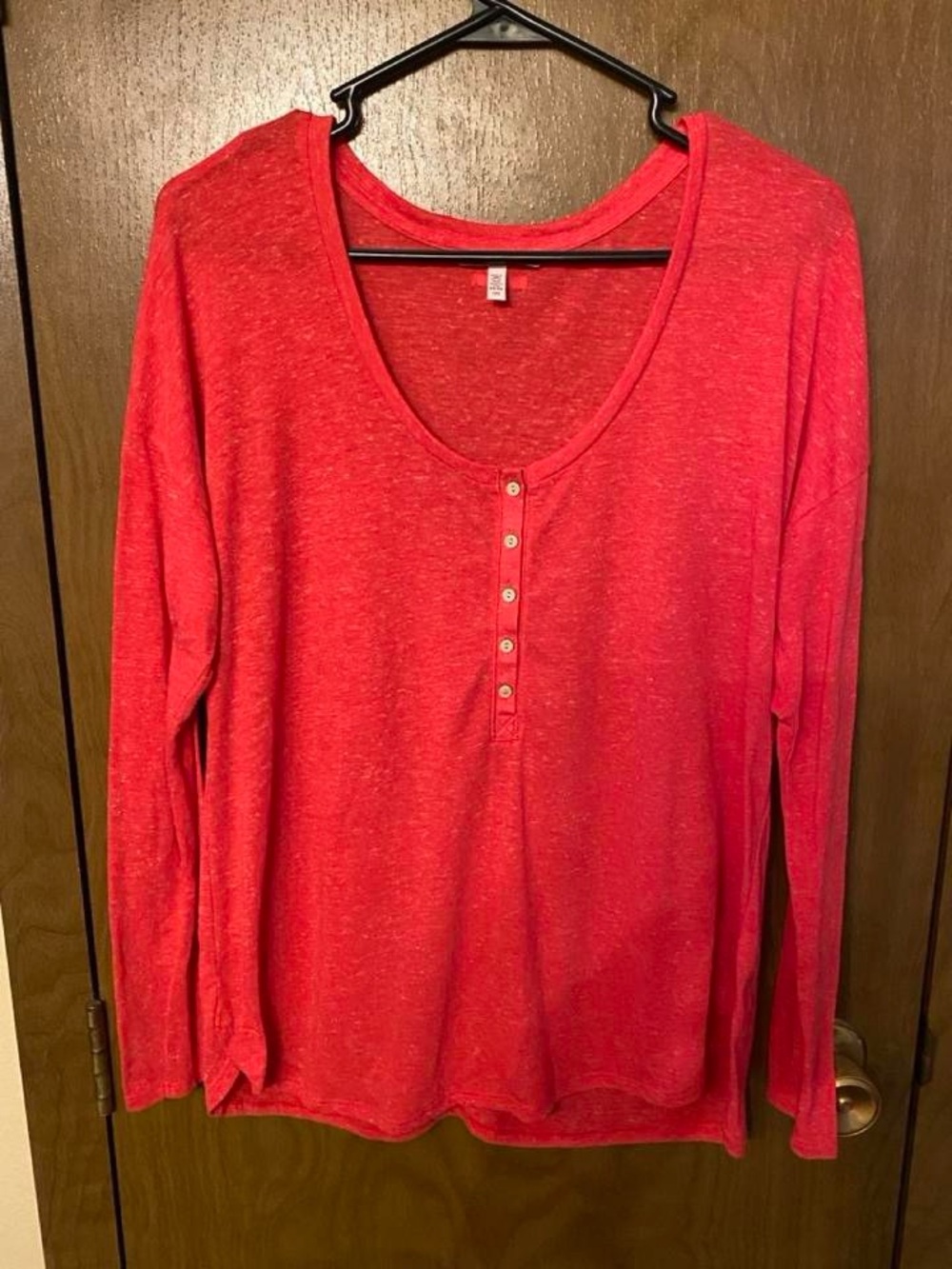 Victoria's Secret Red Long-Sleeve Henley Top